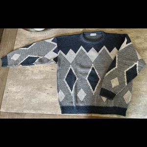 Vintage Area by Tag Aztec Diamonds Knit Pullover Sweater Acrylic Made In USA XL